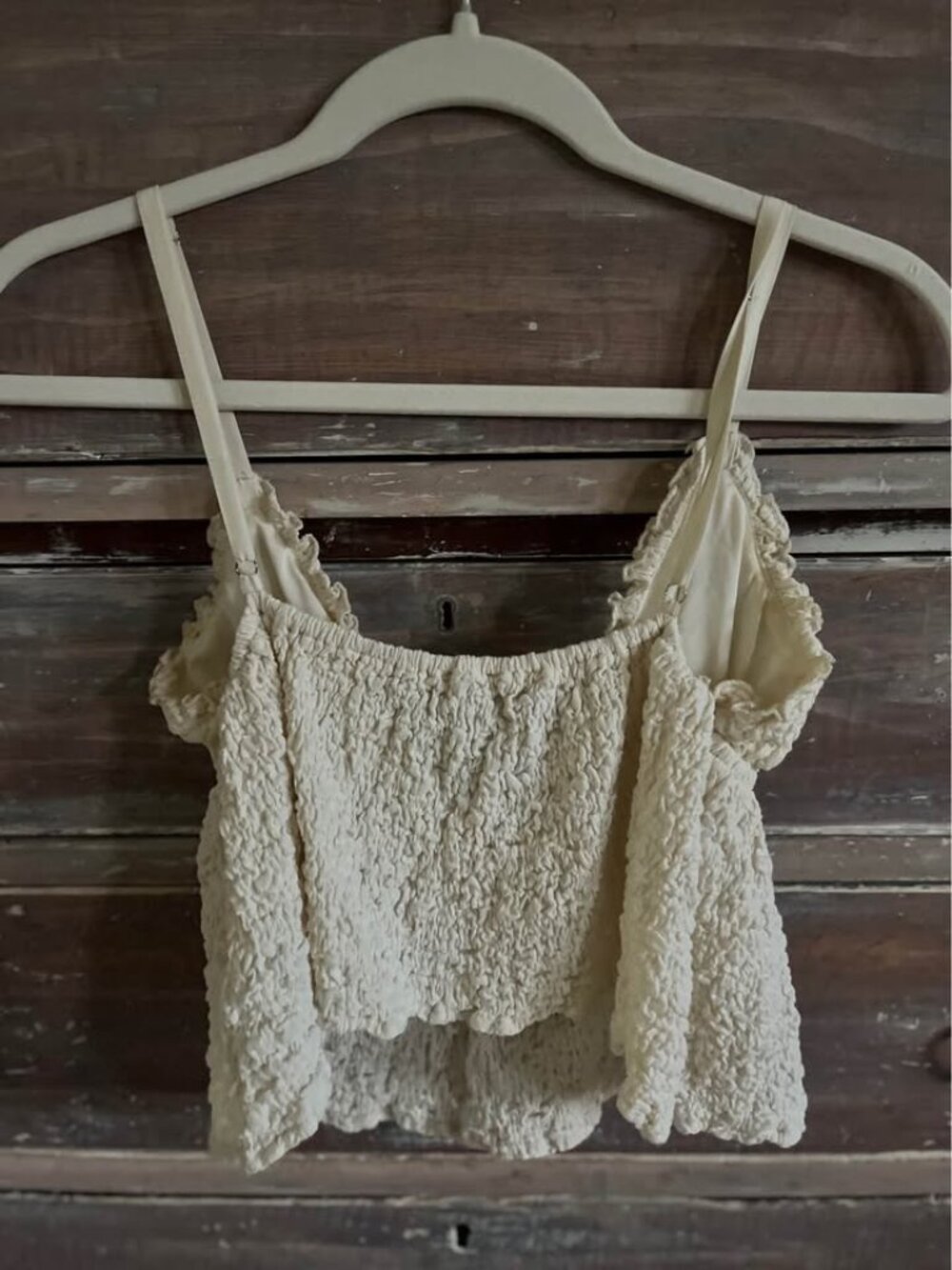 Princess Polly Kellan Tie-Front Babydoll Top Cami Fairy Tee Cream Frill Textured - Picture 7 of 11